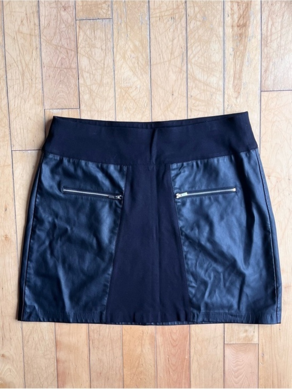 Addition Elle Faux‑Leather Panel Mini Skirt Size 18